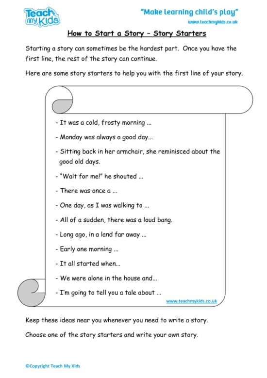 Worksheets for kids - Story-Starters-Idea-to-help-you-get-started
